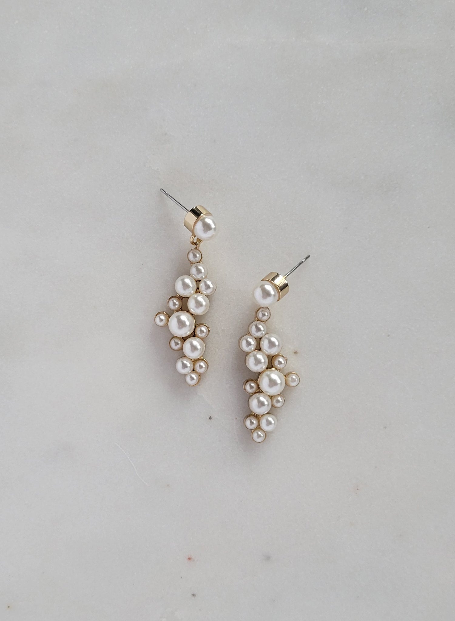 Petite pearl droplets bridal cluster earrings - Style #2681
