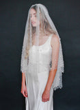 pearl bridal veil, blusher veil, weddings, tulle, twigs & honey