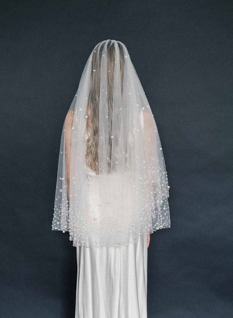 pearl bridal veil, blusher veil, weddings, tulle, twigs & honey