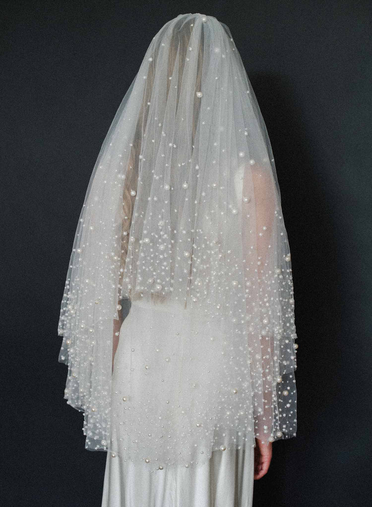 pearl bridal veil, blusher veil, weddings, tulle, twigs & honey