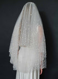 pearl bridal veil, blusher veil, weddings, tulle, twigs & honey