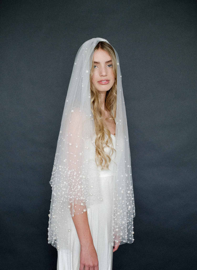 pearl bridal veil, blusher veil, weddings, tulle, twigs & honey