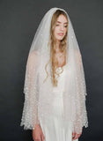 pearl bridal veil, blusher veil, weddings, tulle, twigs & honey