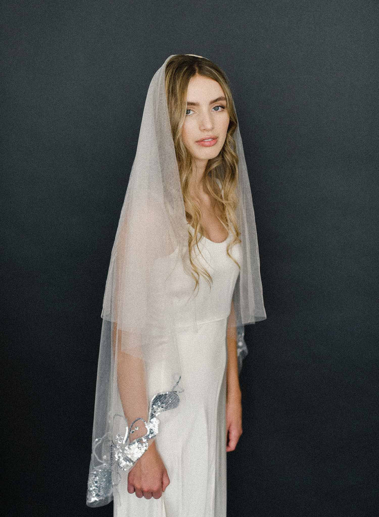 bridal shimmery lightweight veil, weddings, twigs & honey