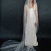 bridal train veil, lightweight, tulle, wedding veil, twigs and hone