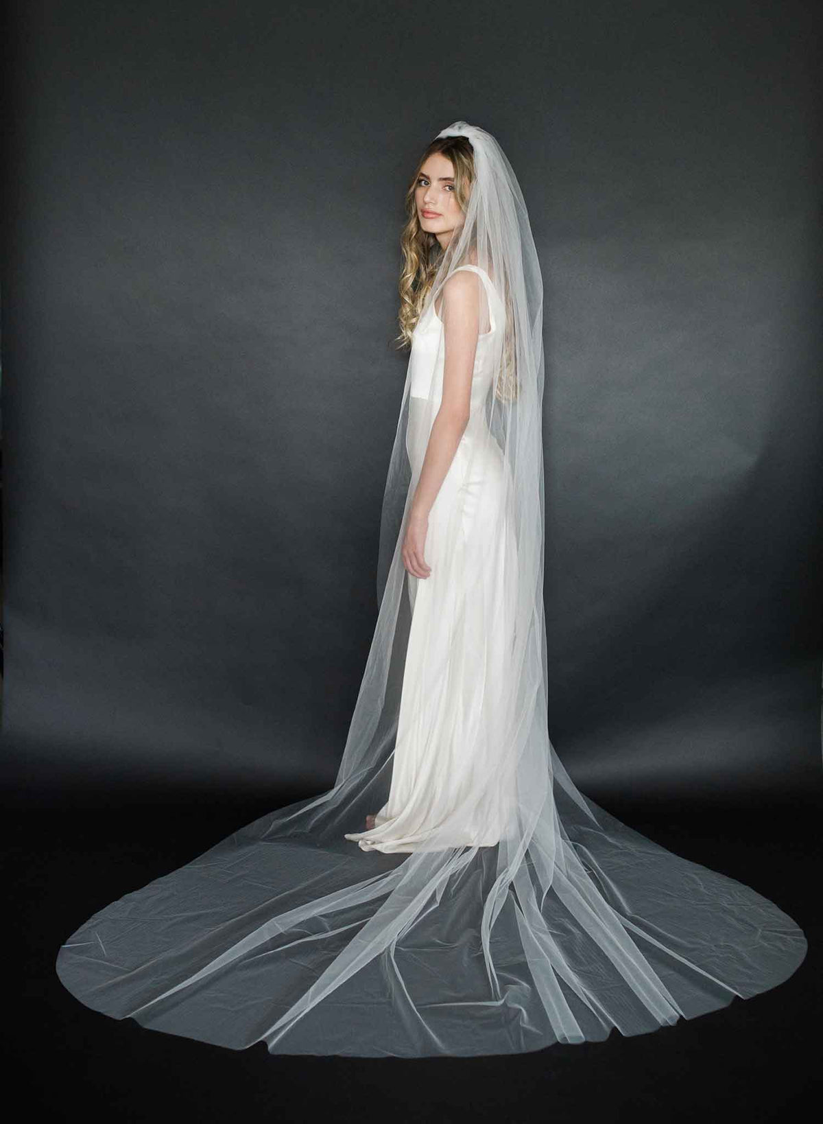 Cathedral, soft bridal train veil by Twigs Honey Whisper tulle