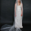 bridal train veil, lightweight, tulle, wedding veil, twigs and hone