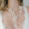 Pearlescent flower and crystal necklace - Style #2011