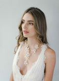 bridal flower and crystal necklace, wedding jewelry, twigs & honey