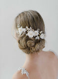bridal white floral and opal crystal headpiece, twigs & honey