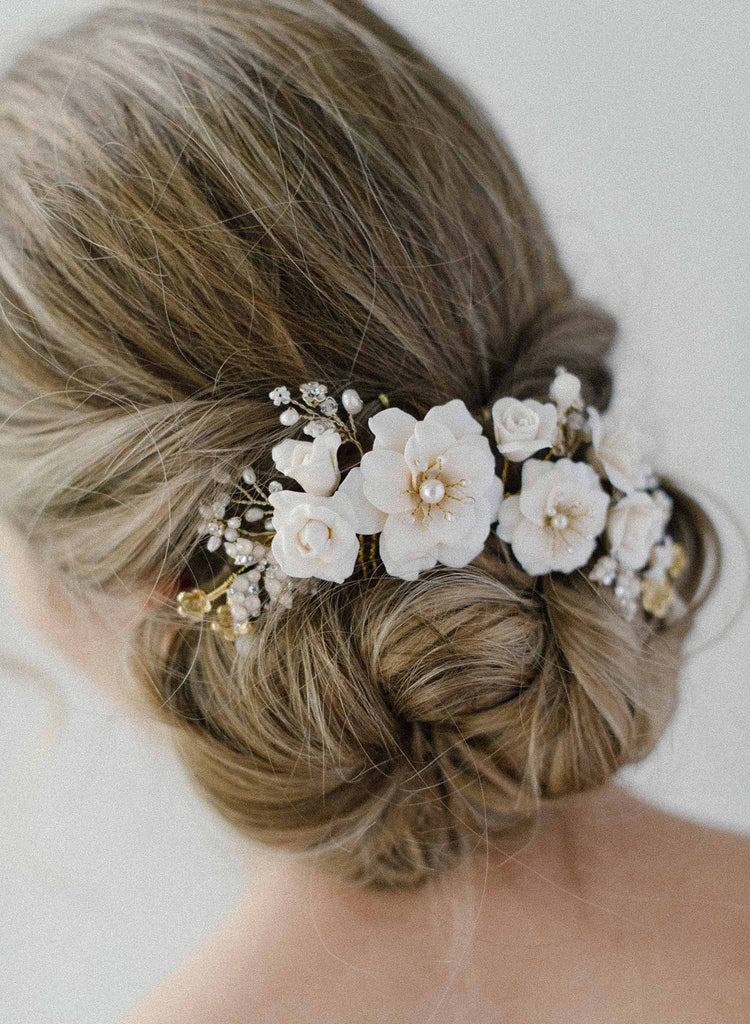 bridal rose headpiece, handmade, twigs and honey