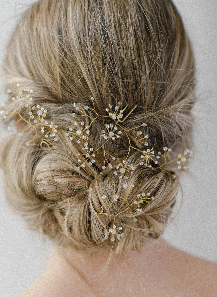 crystal baby's breath hairpin bridal set, wedding, florals, twigs and honey
