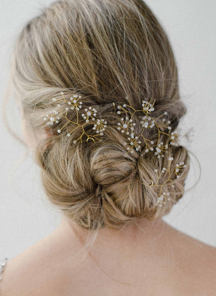 crystal baby's breath hairpin bridal set, wedding, florals, twigs and honey