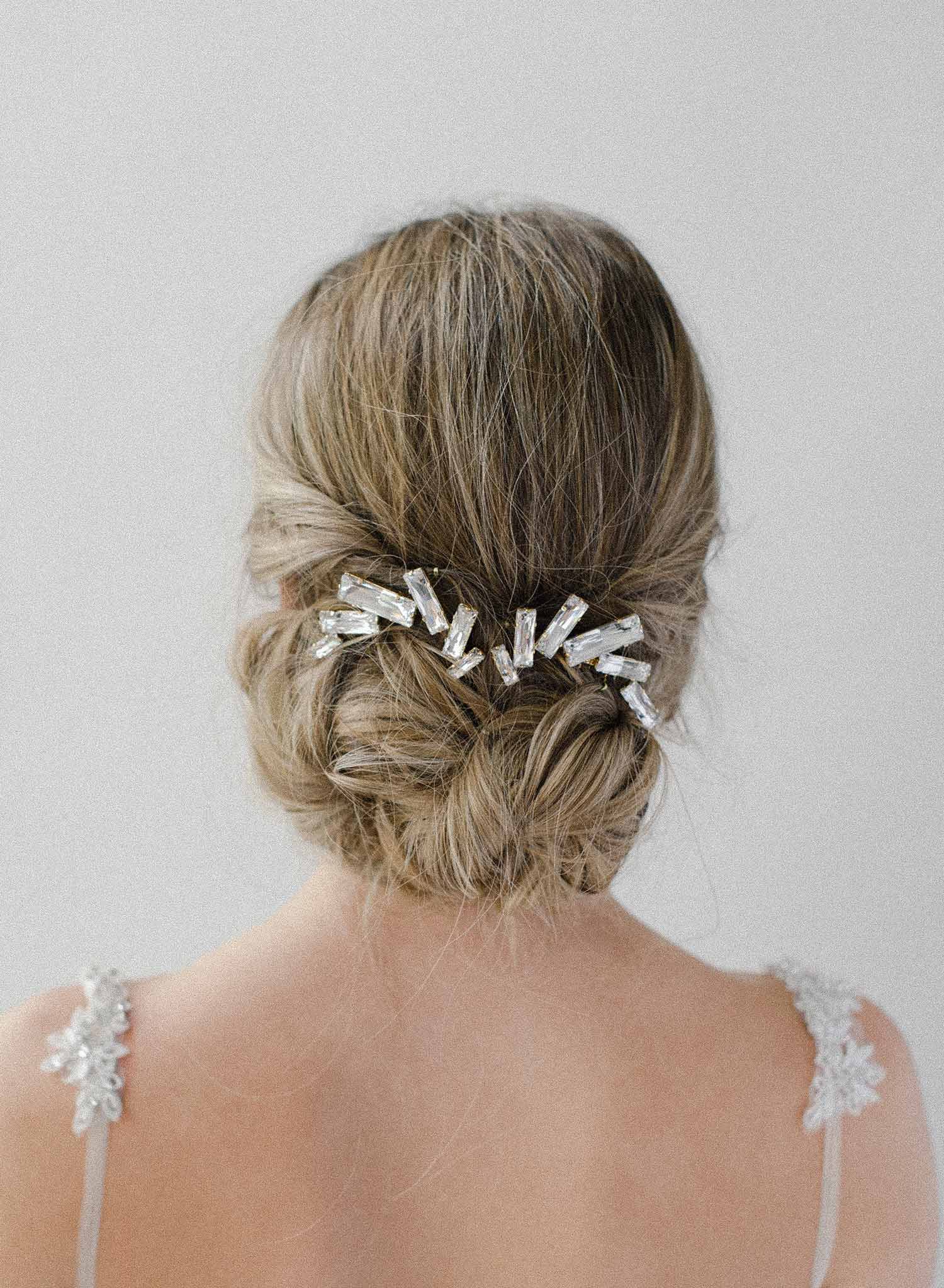 crystal confetti hair comb, bridal headpiece, wedding hairstyle, twigs and honey