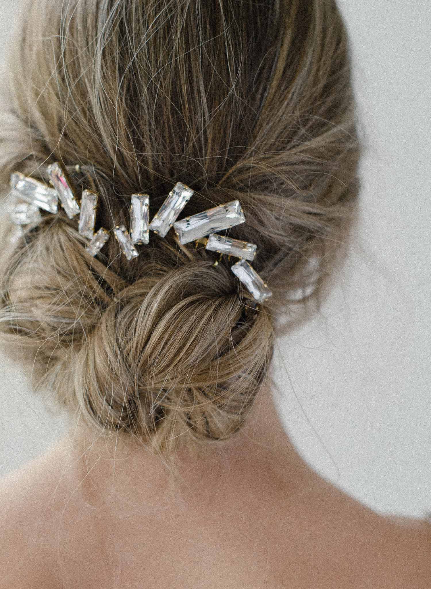crystal confetti hair comb, bridal headpiece, wedding hairstyle, twigs and honey