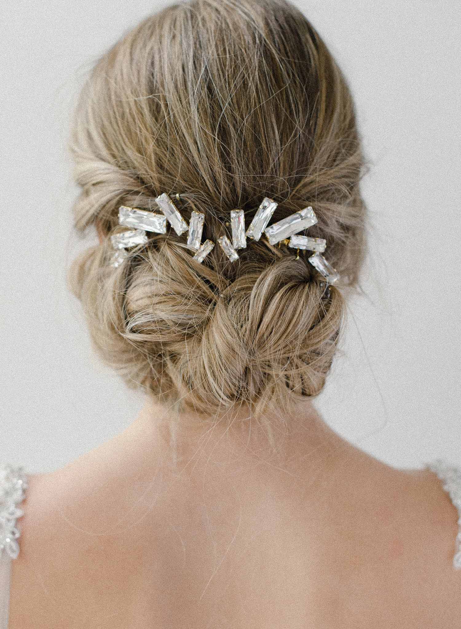 crystal confetti hair comb, bridal headpiece, wedding hairstyle, twigs and honey