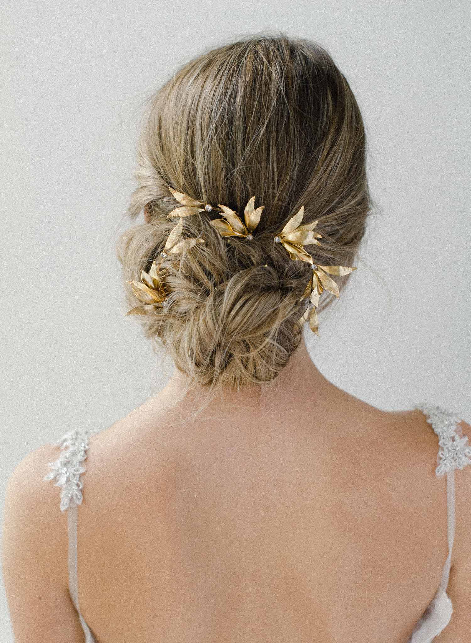 grecian inspired gold wing hairpin and comb set of 3, twigs & honey