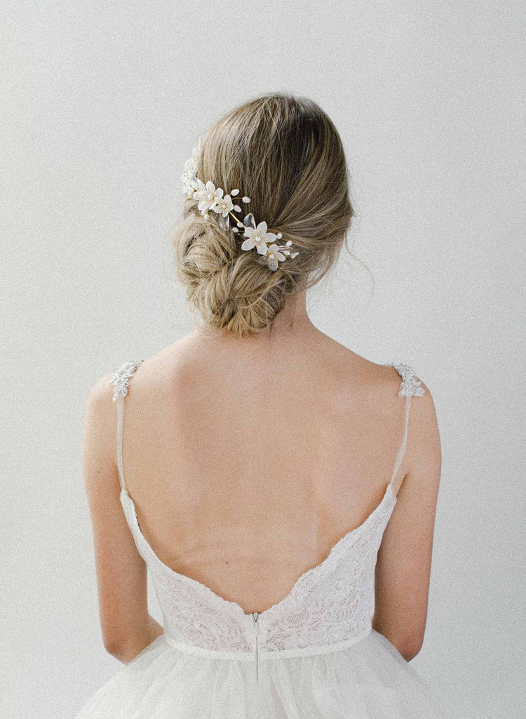 bridal pearl headpiece, crystals, twigs & honey