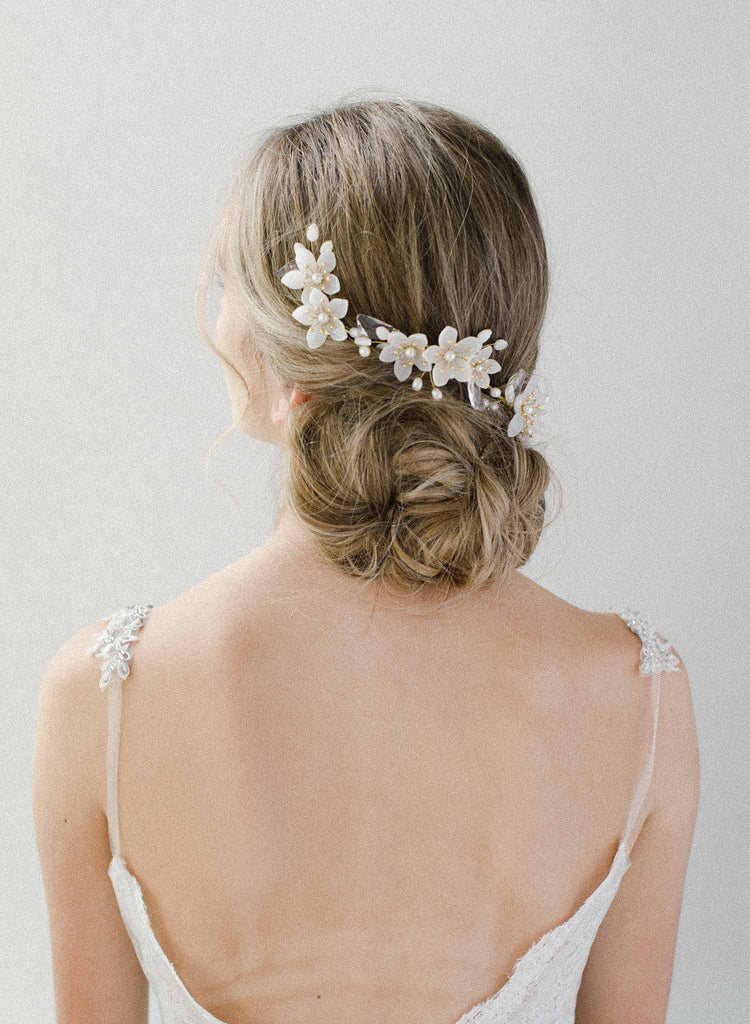 bridal pearl headpiece, crystals, twigs & honey