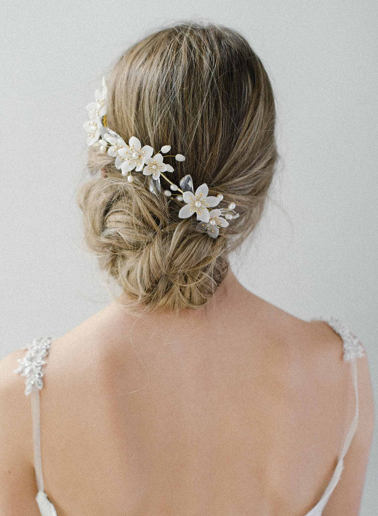 bridal pearl headpiece, crystals, twigs & honey