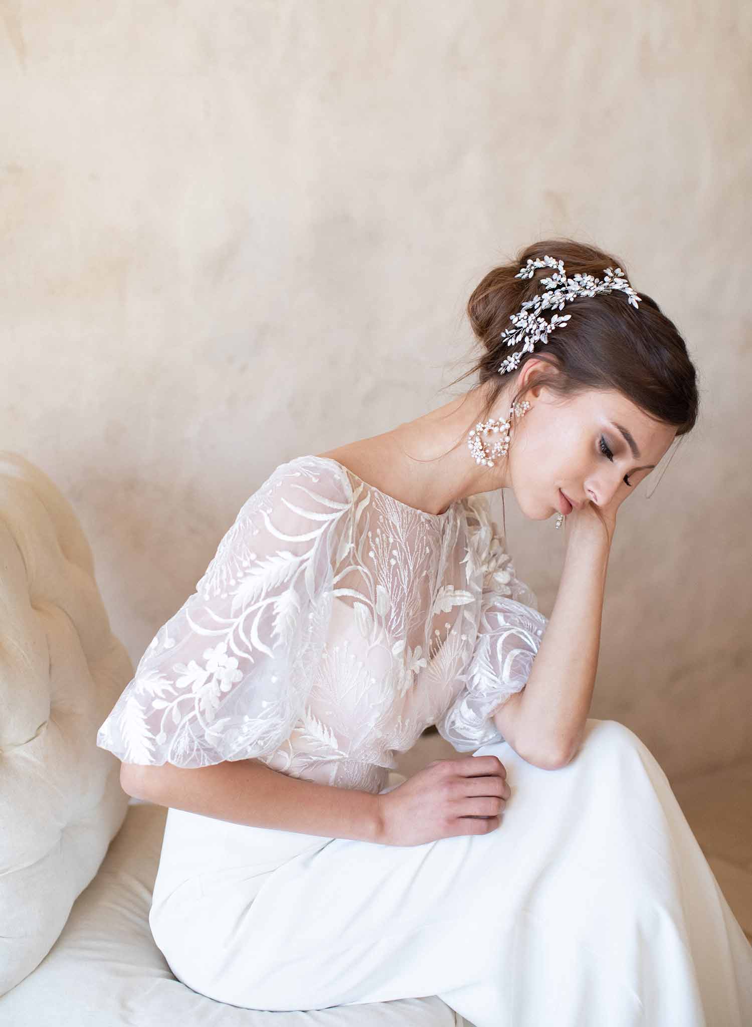 bridal headpiece, hair clip, wedding accessory, twigs and honey