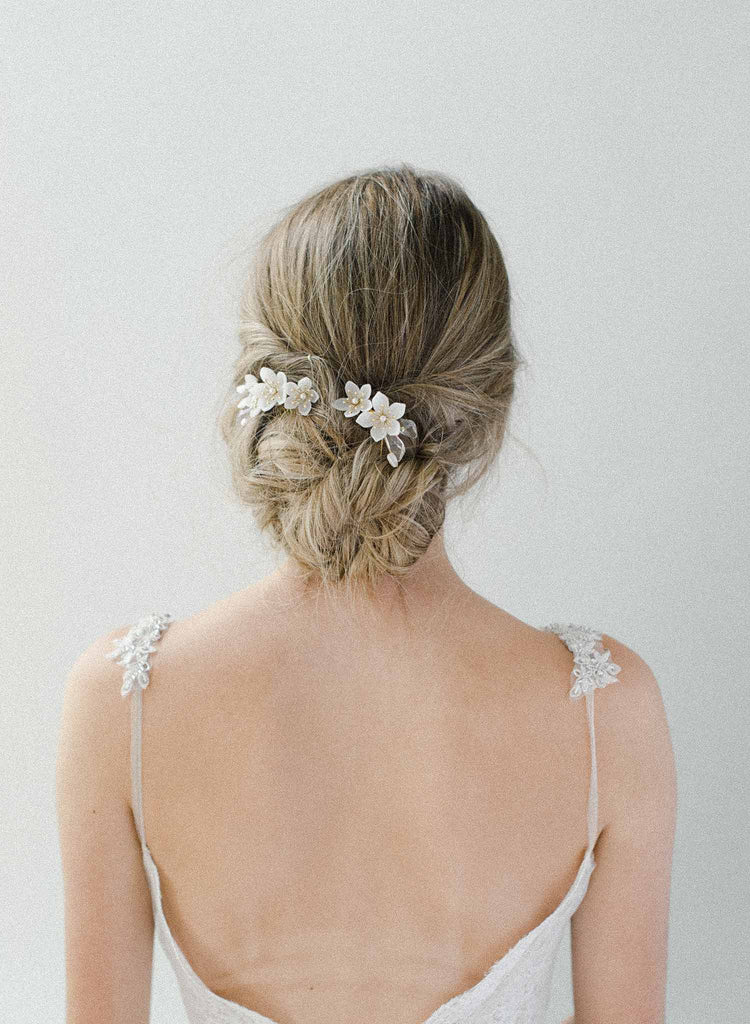 pearlescent florals crystal hair comb set, bridal headpiece, twigs and honey