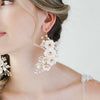 bridal handmade flower earrings, pearls, jewelry, twigs and honey