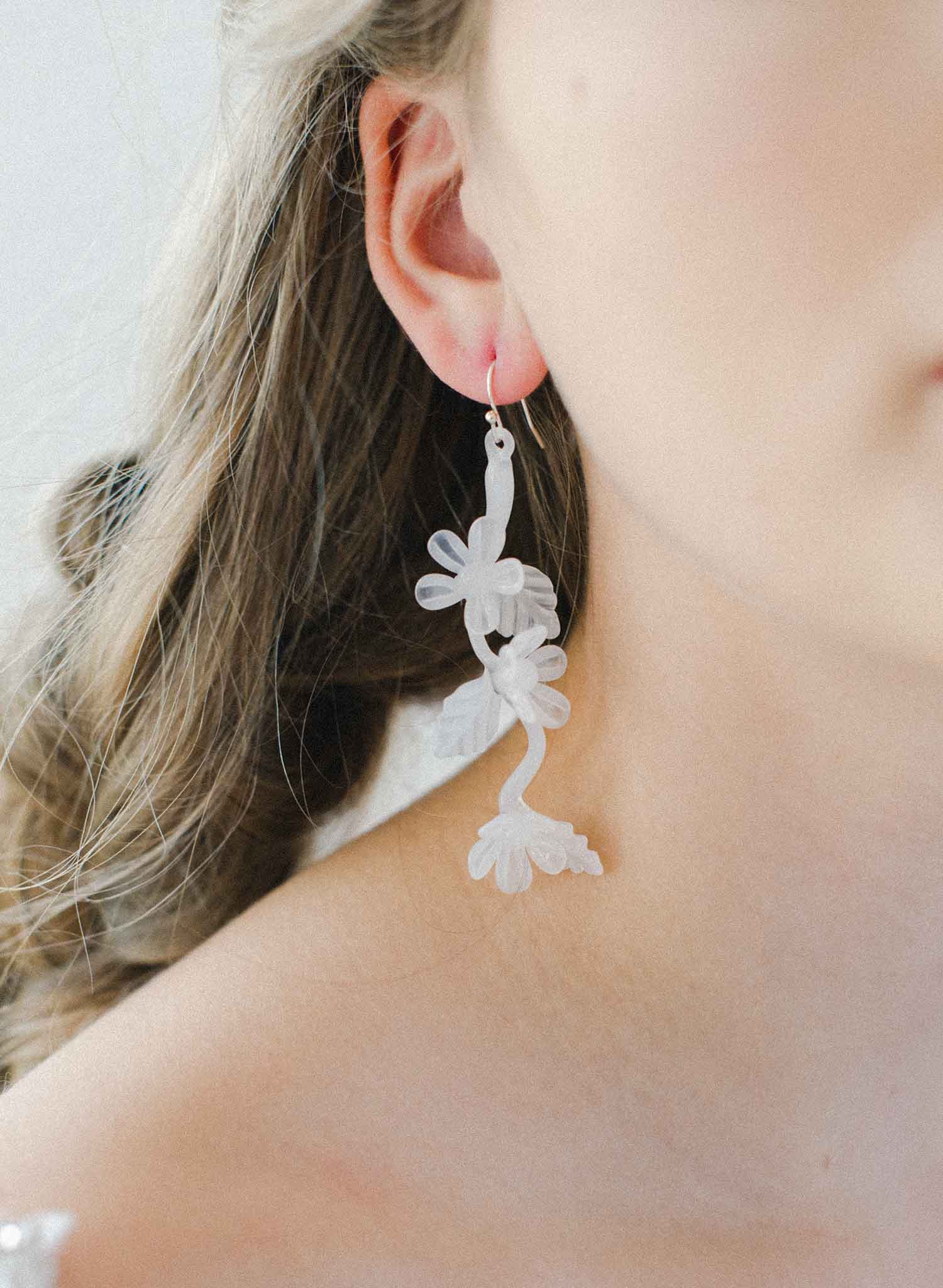 Milk glass twist drop earrings - Style #2039