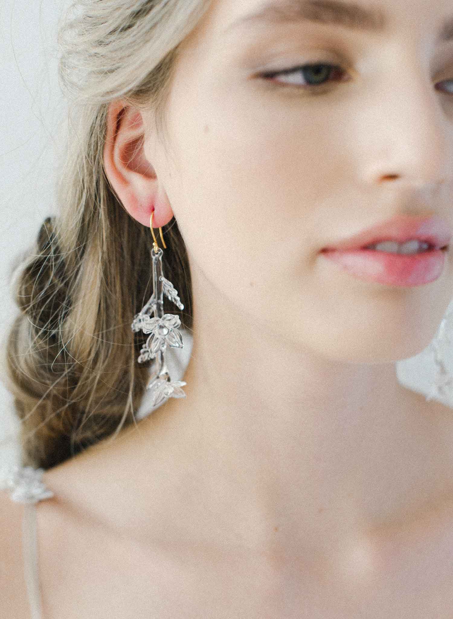Icicle branch glass drop earrings - Style #2040