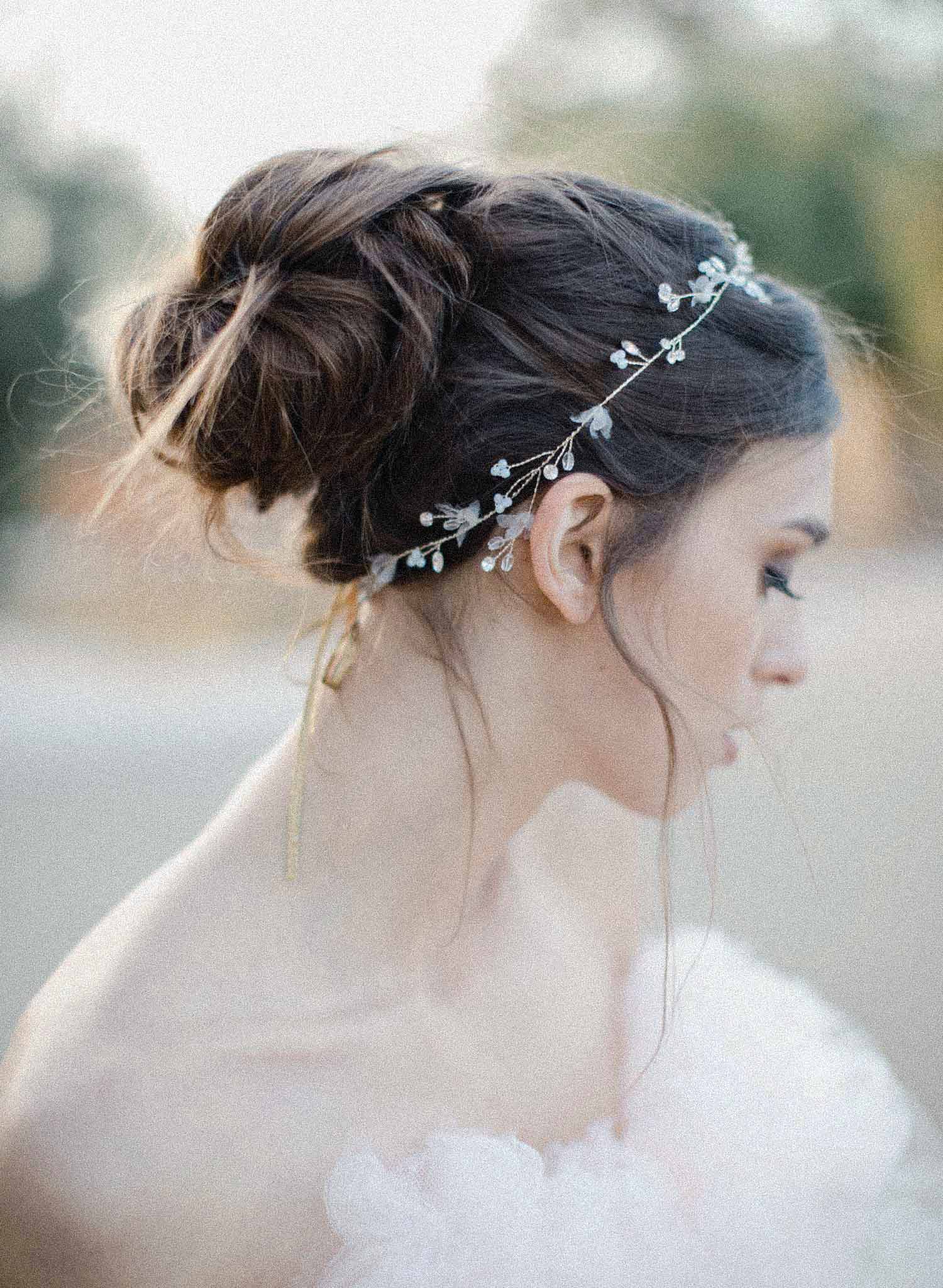 Brida crystal pearl lace headband circlet rhinestone wedding hair