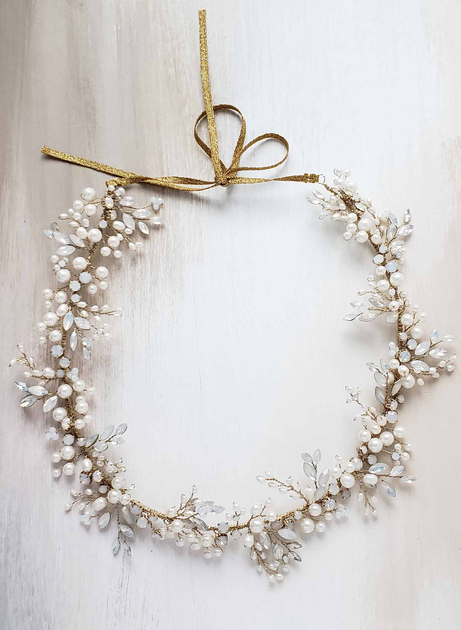 bridal hair vine, opal crystals, freshwater pearls, headpiece by twigs & honey