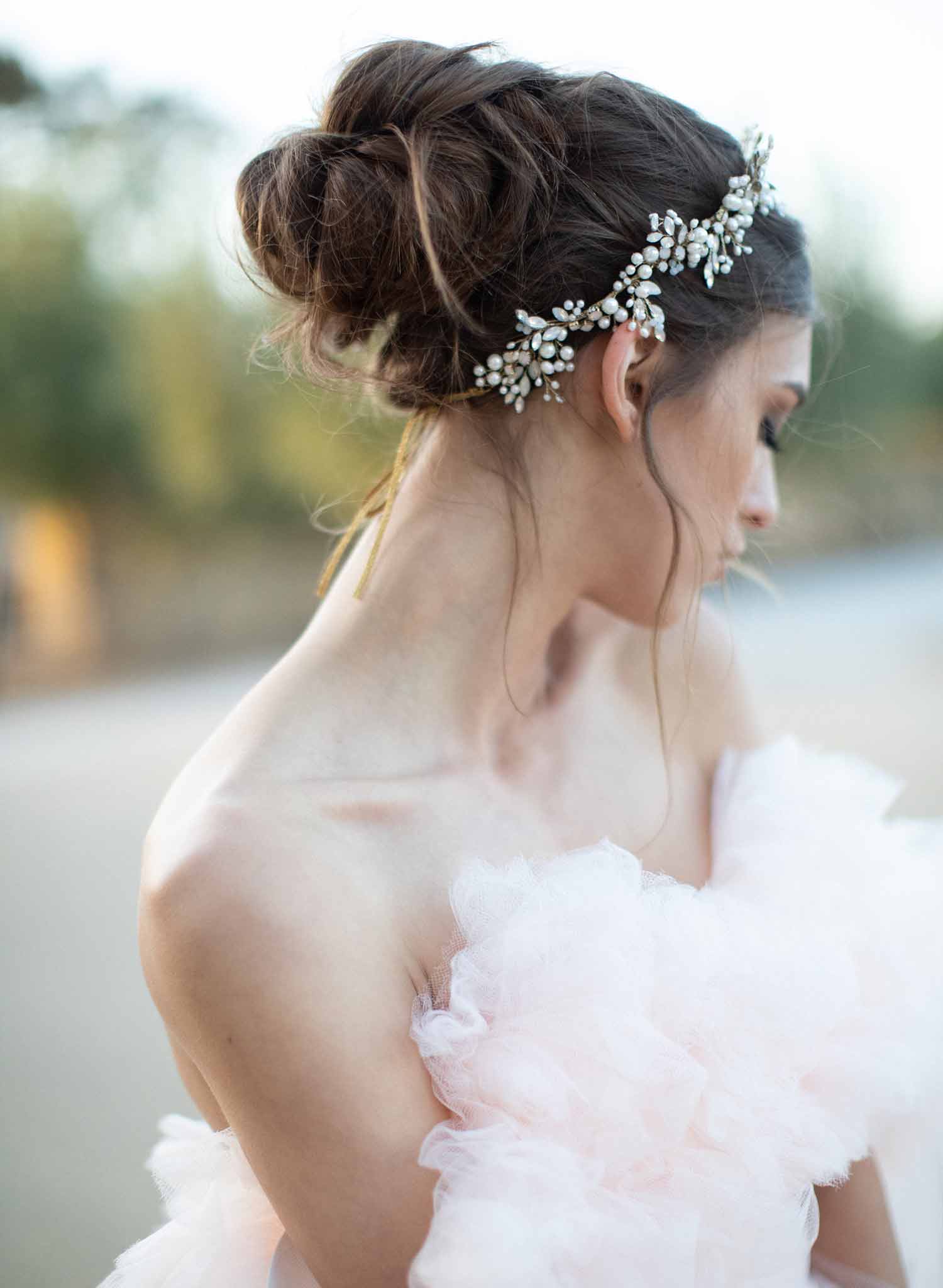 bridal hair vine, opal crystals, freshwater pearls, headpiece by twigs & honey
