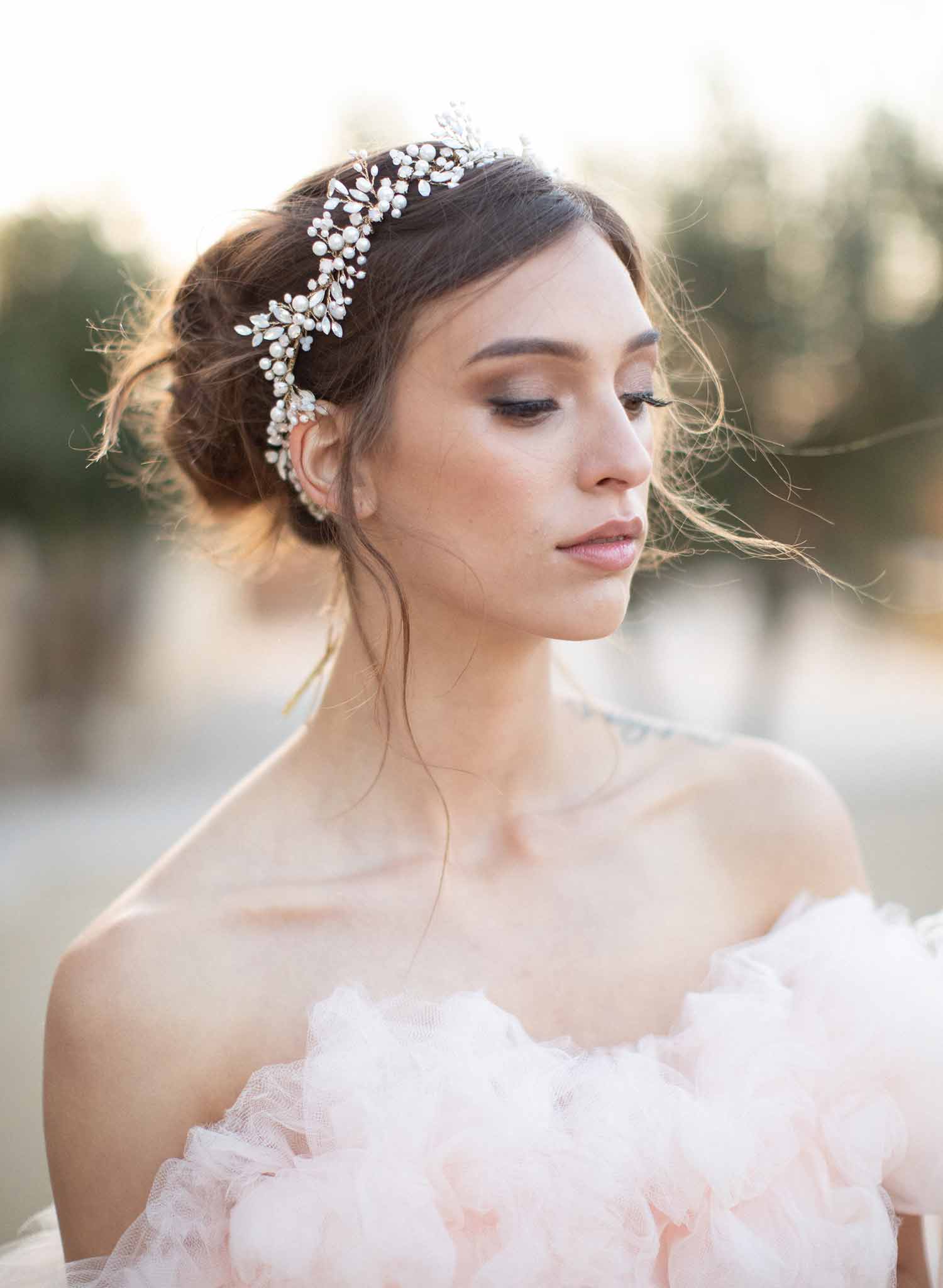 bridal hair vine, opal crystals, freshwater pearls, headpiece by twigs & honey