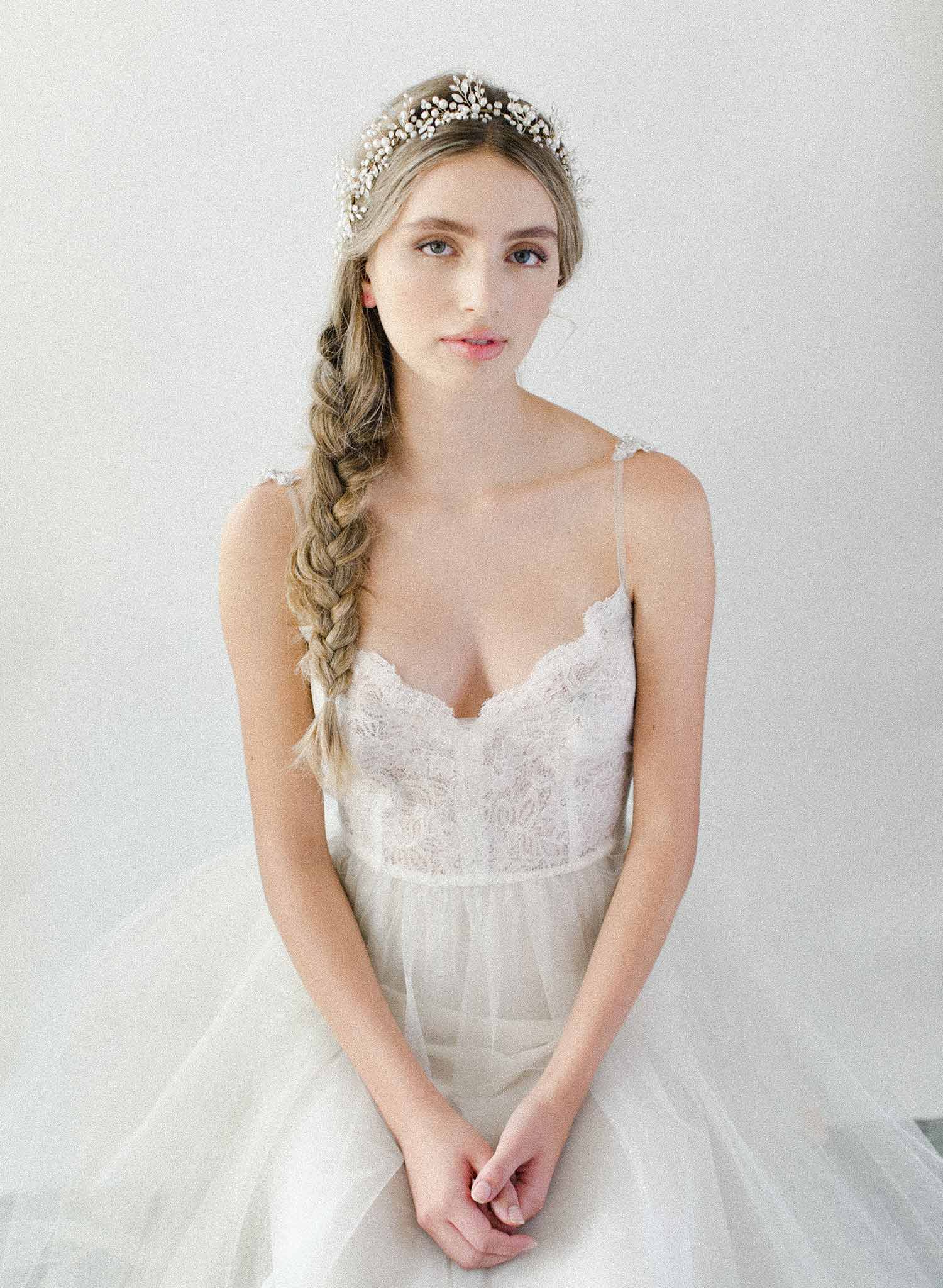 bridal hair vine, opal crystals, freshwater pearls, headpiece by twigs & honey