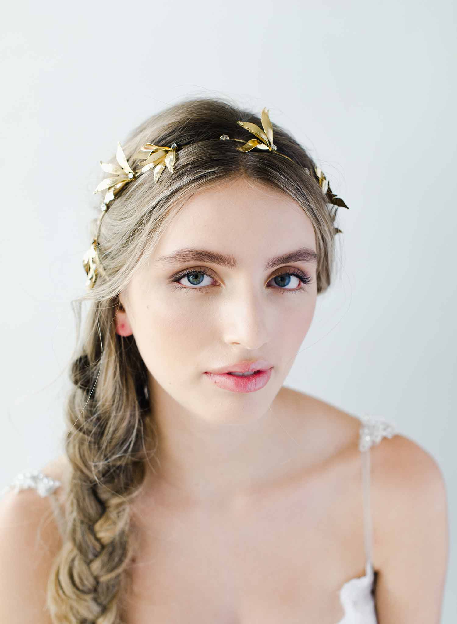 grecian inspired bridal headpiece, twigs and honey, gold 