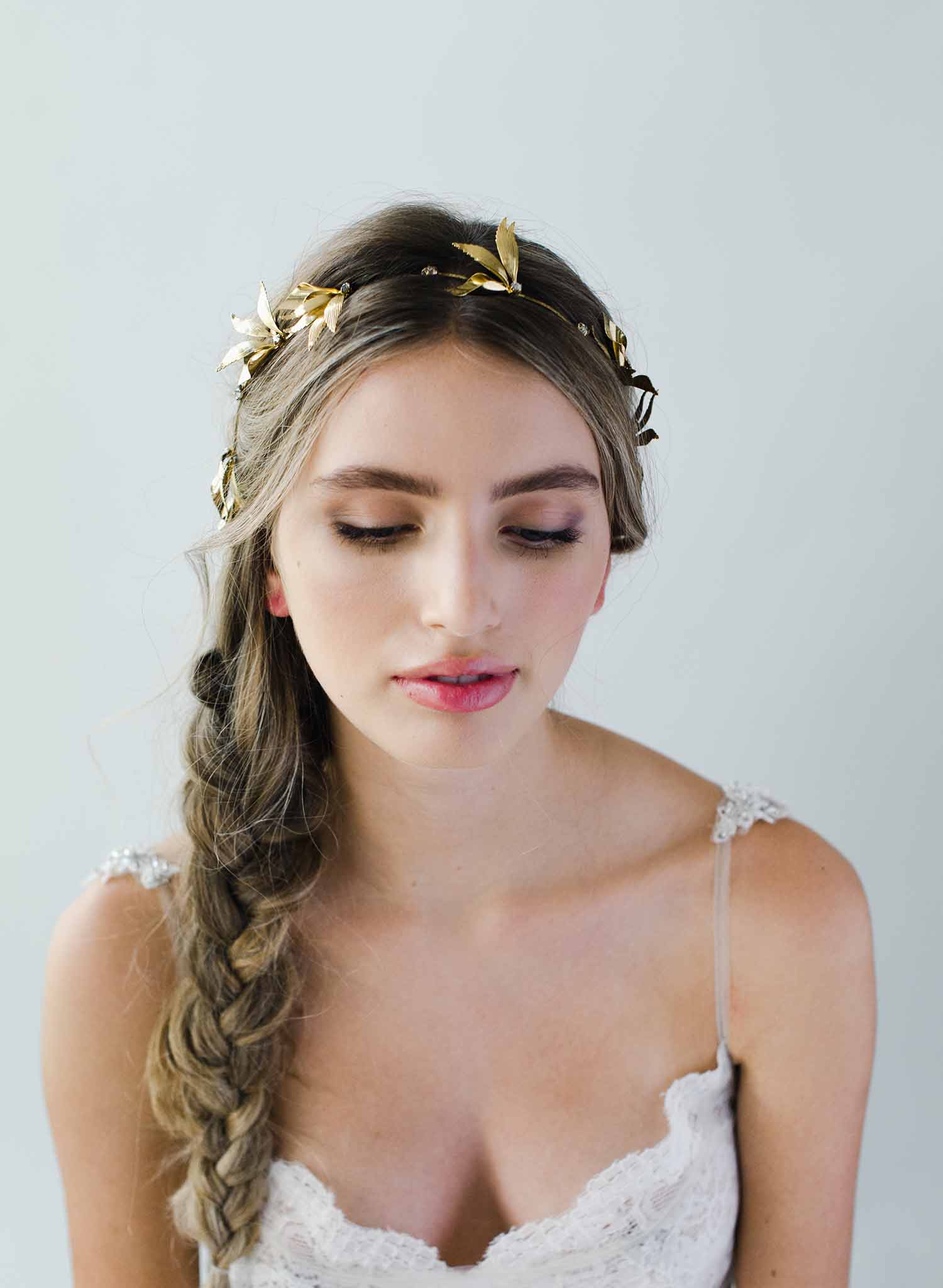 grecian inspired bridal headpiece, twigs and honey, gold 