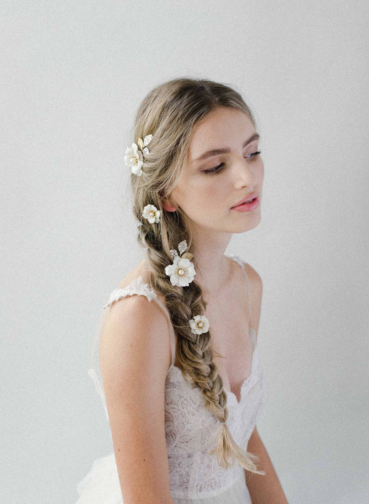 bridal hair flower set of combs and pins, twigs & honey
