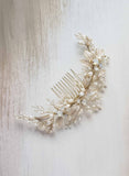 pearl hair comb, opal crystals, twigs & honey