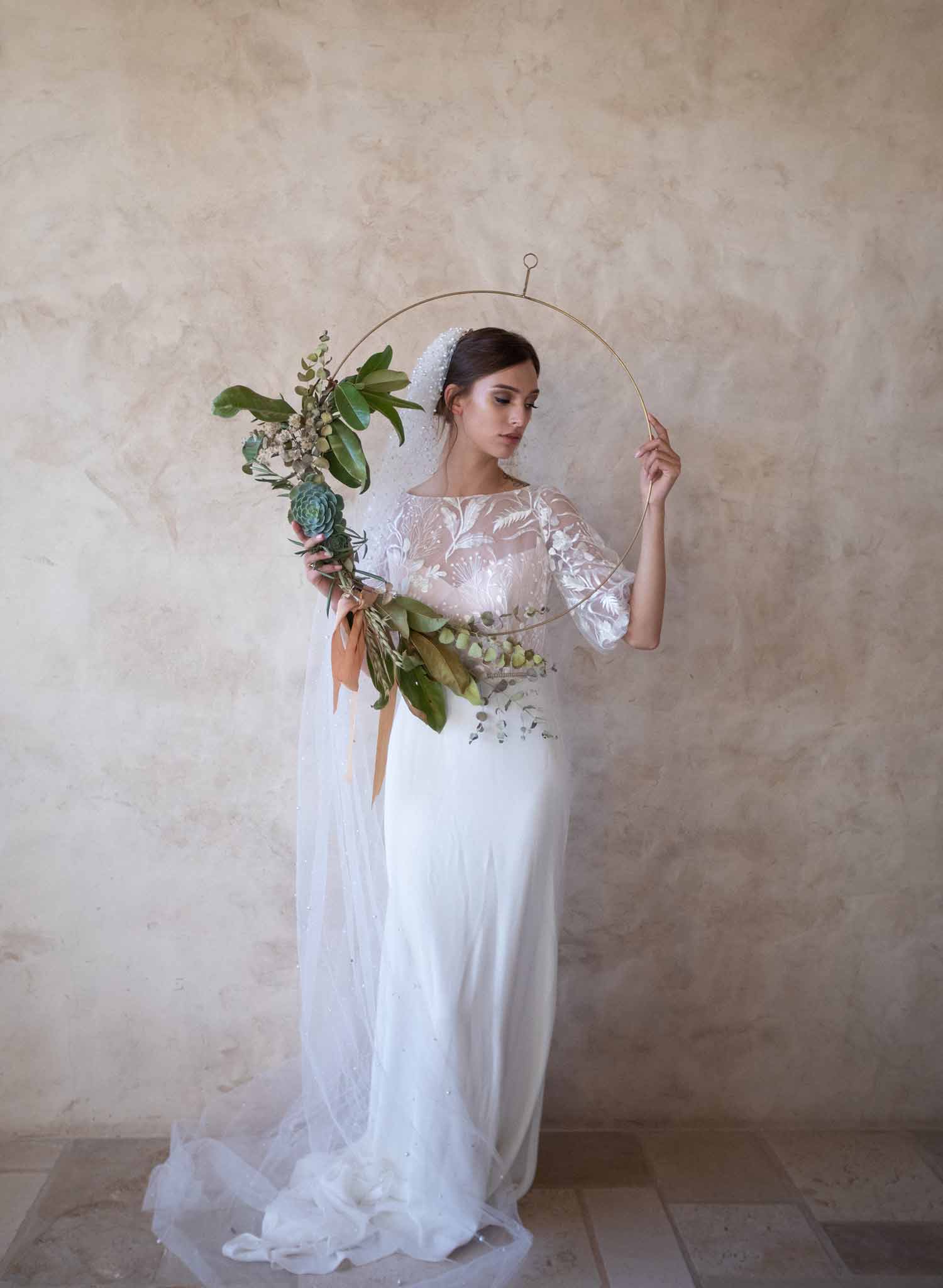 pearl bridal train veil, twigs & honey, wedding veil