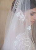 embroidered floral bridal veil, twigs and honey, embellished blusher