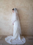 embroidered floral bridal veil, twigs and honey, embellished blusher