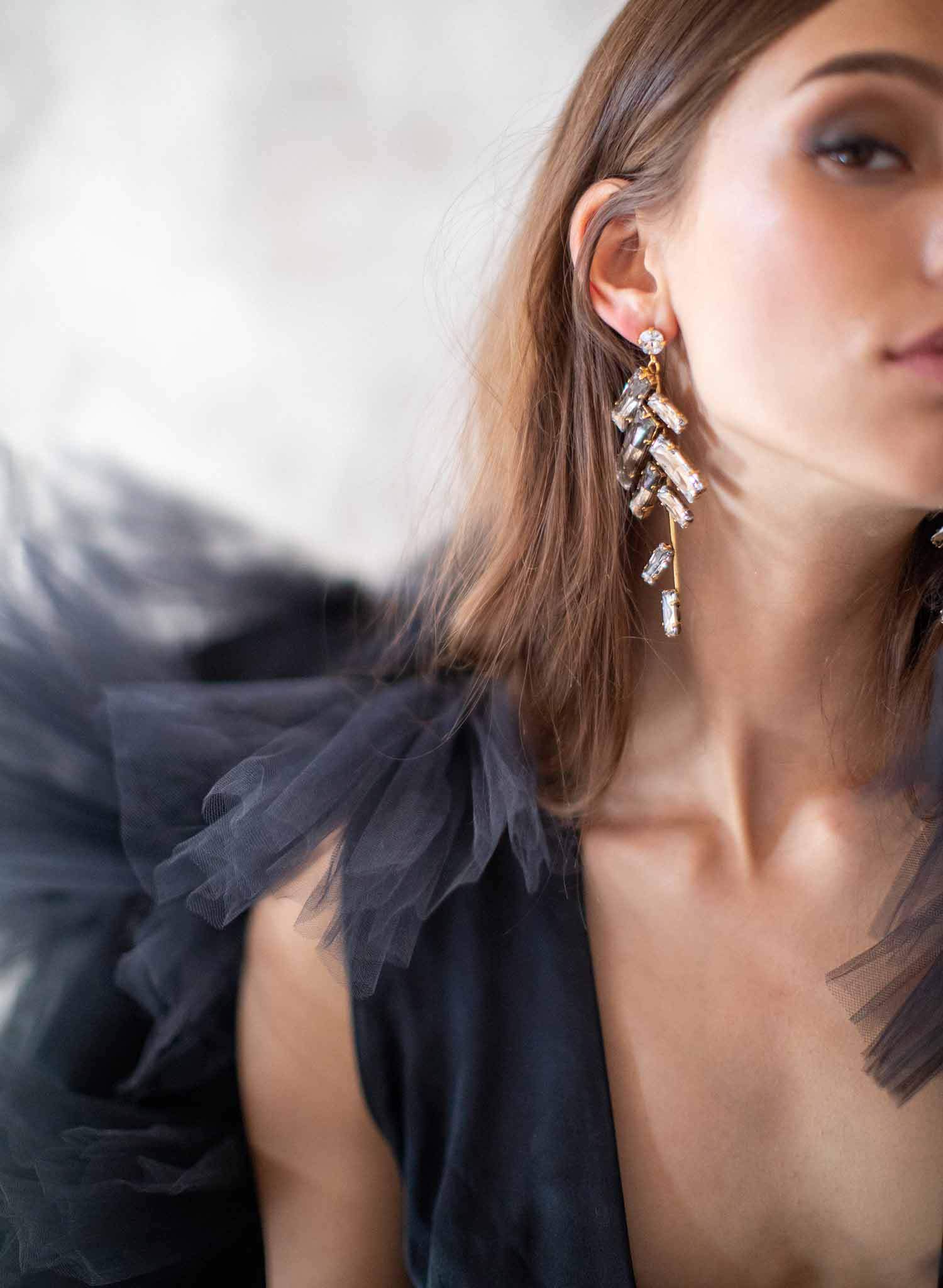 crystal confetti bridal earrings, jewelry, twigs & honey