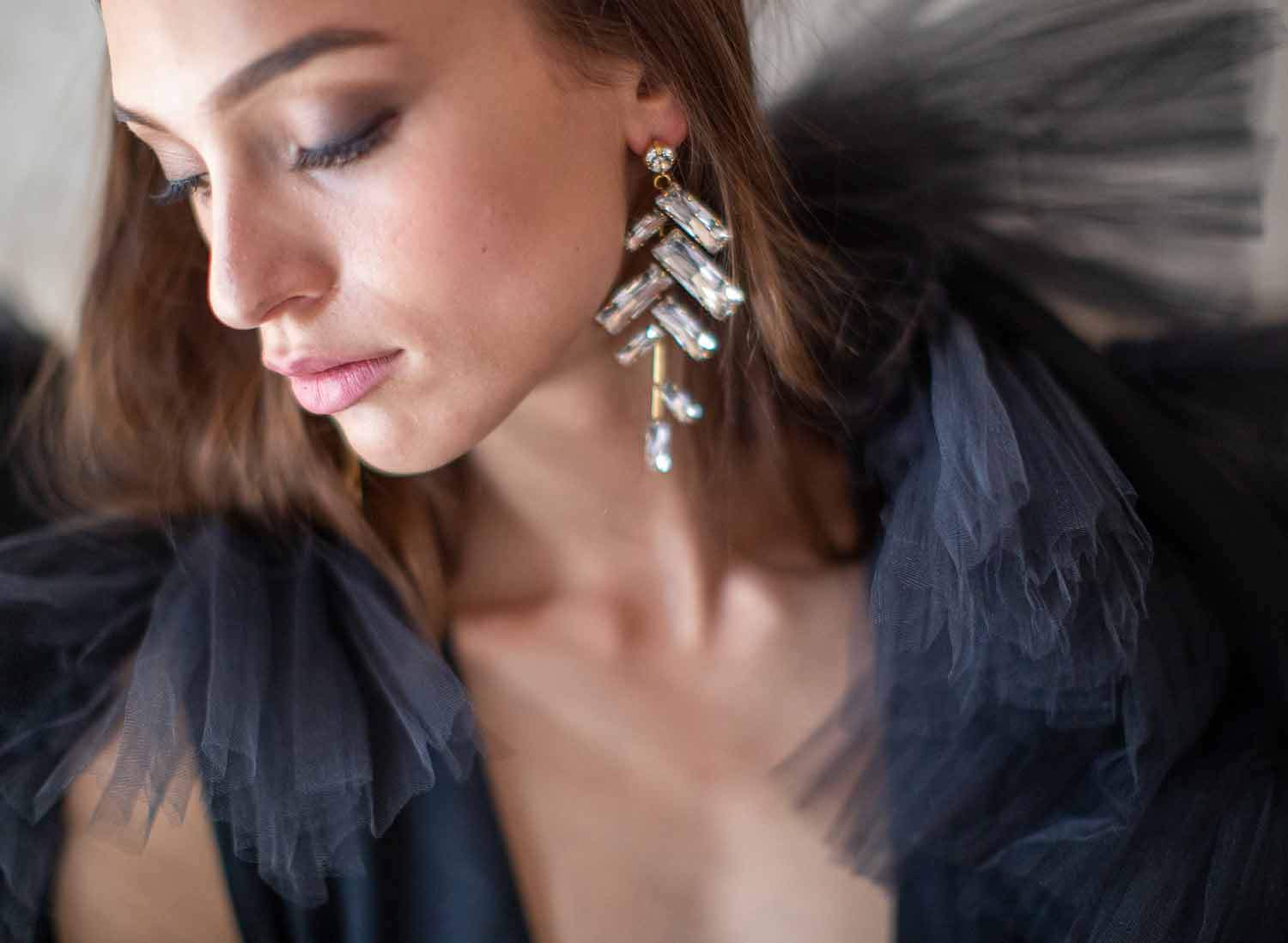 crystal confetti bridal earrings, jewelry, twigs & honey