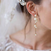 pearl droplet earrings, hoop chandelier, bridal, twigs and honey