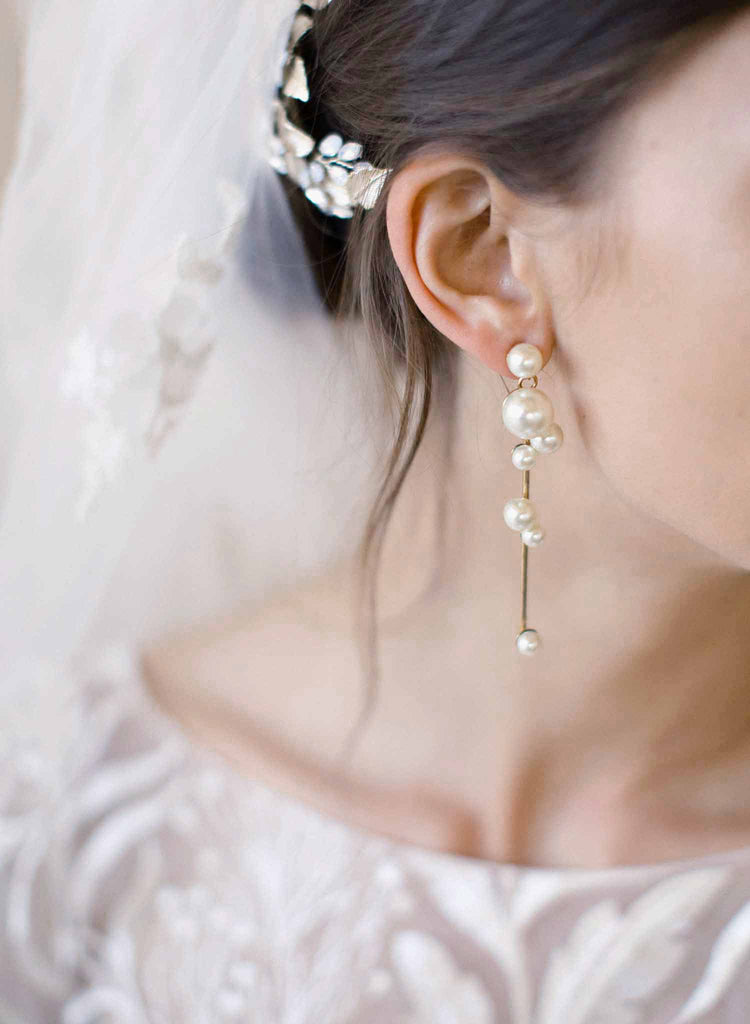 Pearl dewdrop earrings - Style #2071