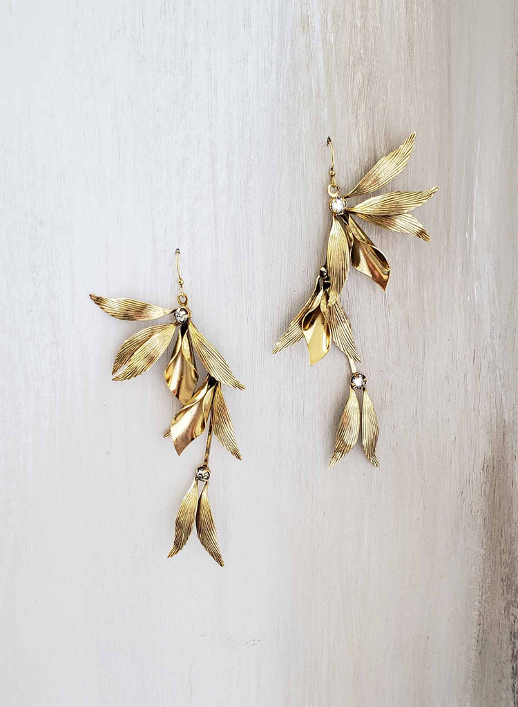 grecian inspired gold drop earrings, bridal, twigs and honey, weddings