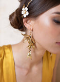 grecian inspired gold drop earrings, bridal, twigs and honey, weddings