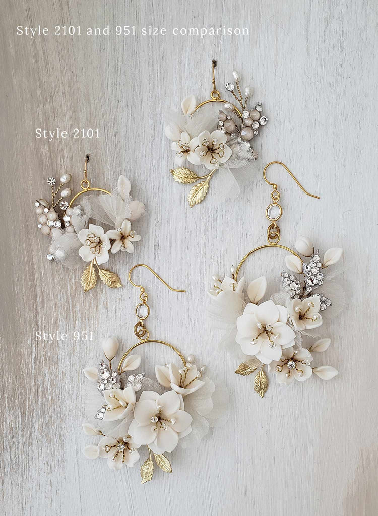 clay bridal floral earrings by twigs and honey