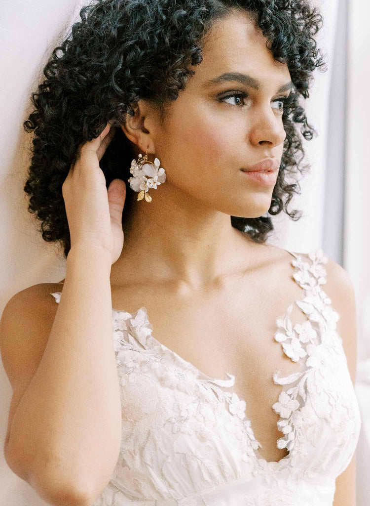 clay bridal floral earrings by twigs and honey