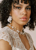 handmade clay rose and crystal bridal drop earrings by twigs & honey